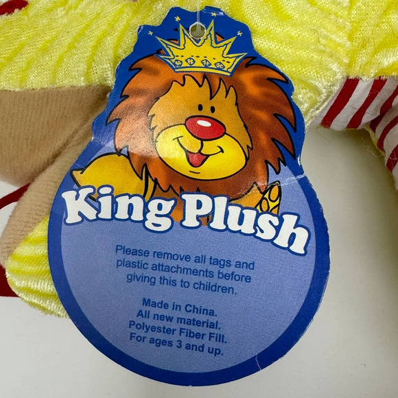 King Plush Yellow Crinkle Winged Standing Dragon 24" Plush Red Striped Belly Toy - Picture 10 of 16